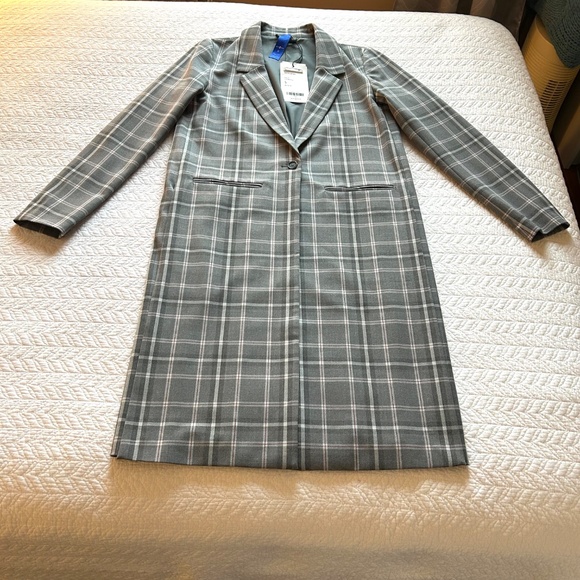 NWT Kit&Ace Go To Stretch Suiting Long Plaid Jacket with Side Vents Size Small - Picture 6 of 16